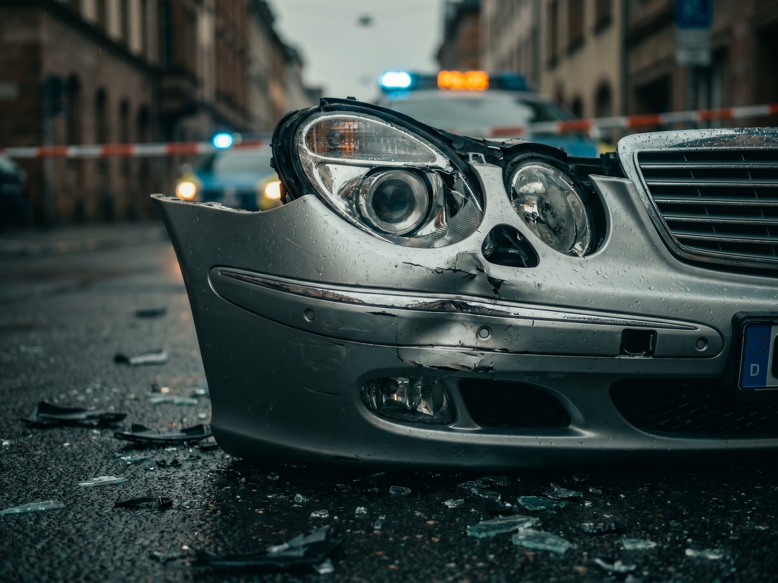 Unfallgutachten — Dokumentation eines Frontschadens an einem Mercedes